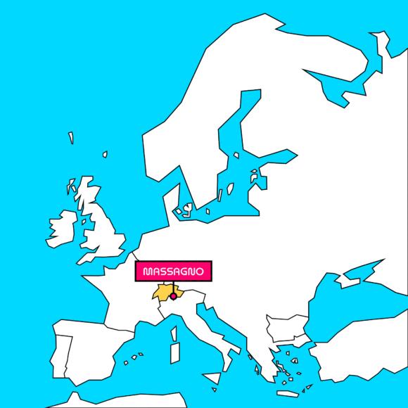Map of Europe showing Massagno in Switzerland